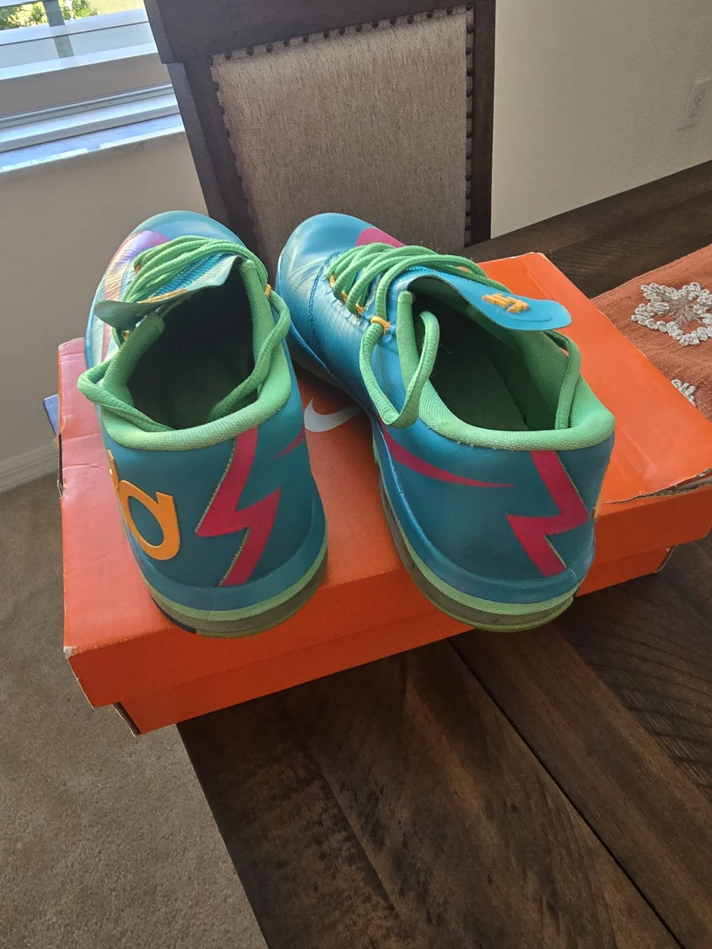 Nike Kids Teal with Pink & Green Basketball Sneakers